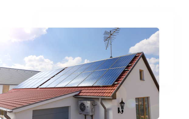 residential home with installed solar panels